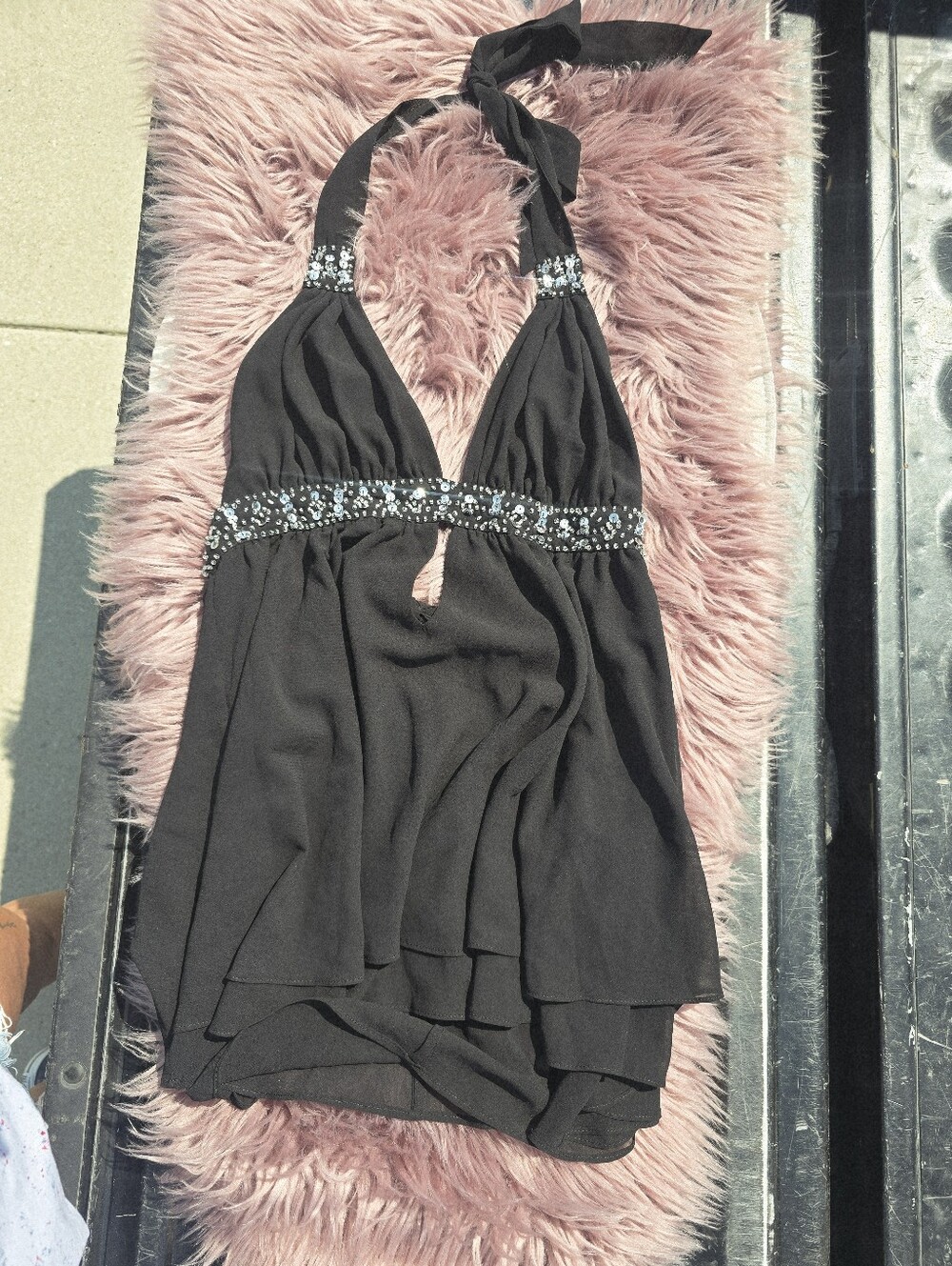 Victoria's Secret Black Beaded Waist Party Dress